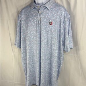 Peter Millar Blue Tour Championship Polo Shirt Lightweight Casual Size XXL